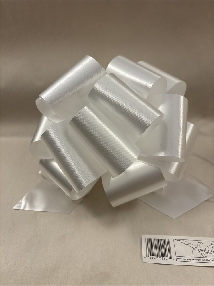 10 L~LARGE 7"-WHITE Pull Bows~SATIN 20 LOOP~Wedding~Gift Wrap 10 Pk