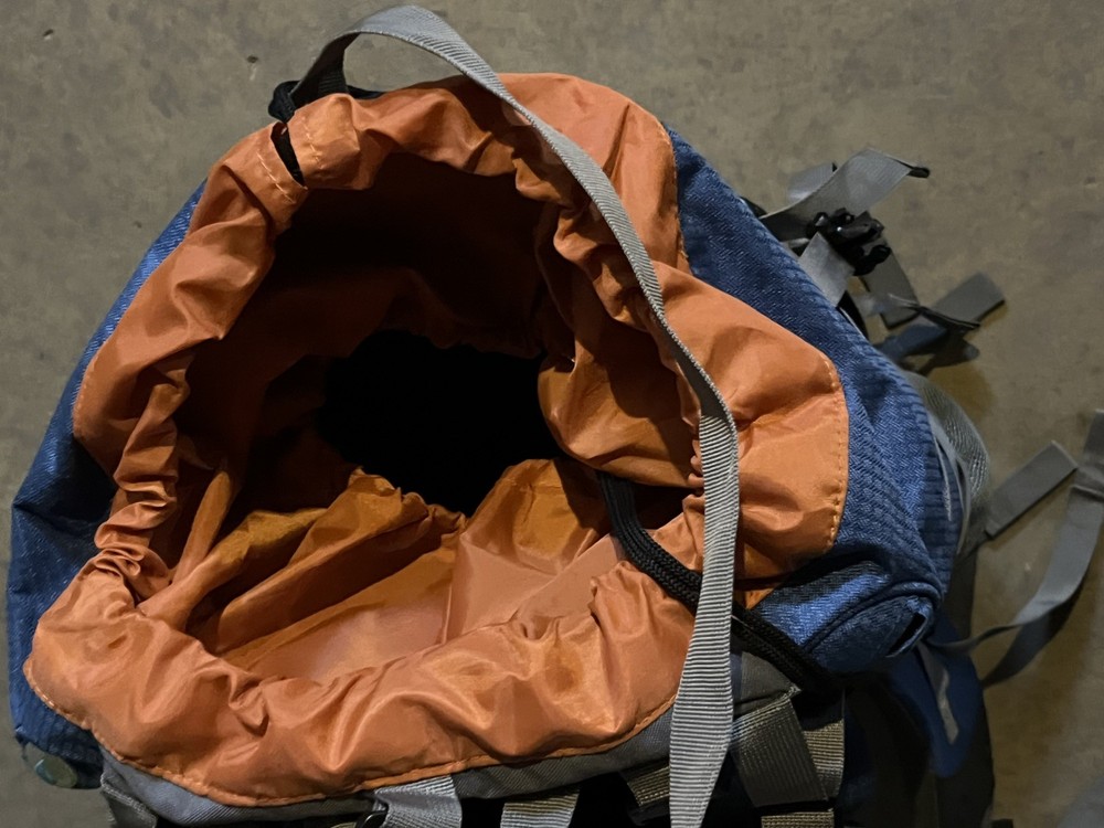 High Sierra Explorer 55 Camping Hiking Blue Backpack Frame Back Design