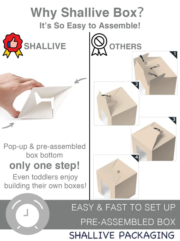 60 Pcs Cupcake Boxes Individual White with Insert, Auto Popup Single Cupcake ...