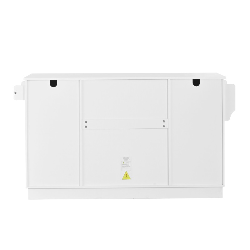 Fluted Buffet Sideboard Cabinet with Storage, Adjustable Shelves, Modern White