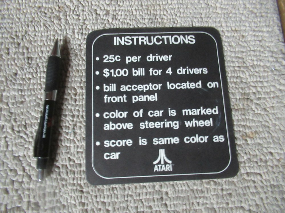 used ATARI SPRINT? 4 PLAYER INSTRUCTIONS CARD  arcade game