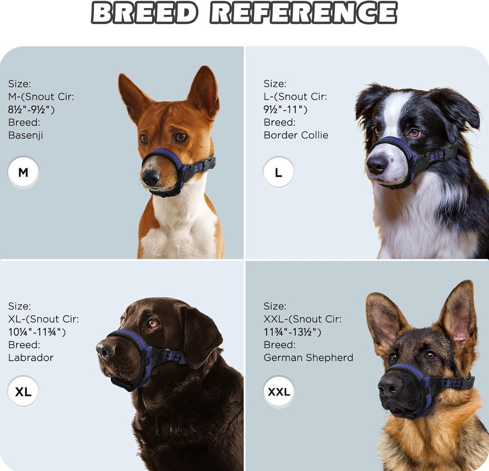 Dog Muzzle,Anti-Bite Adjustable Breathable Soft Muzzle Small Medium Large Dogs