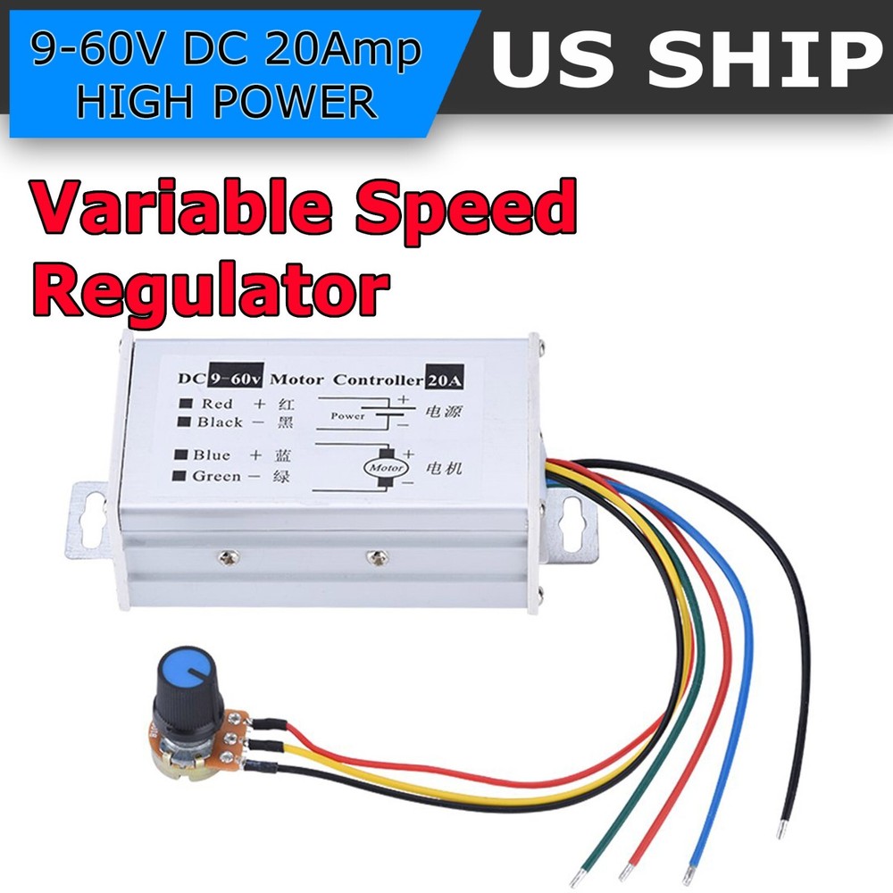 12V 24V Max 20A PWM DC Motor Stepless Variable Speed Control Controller Switch