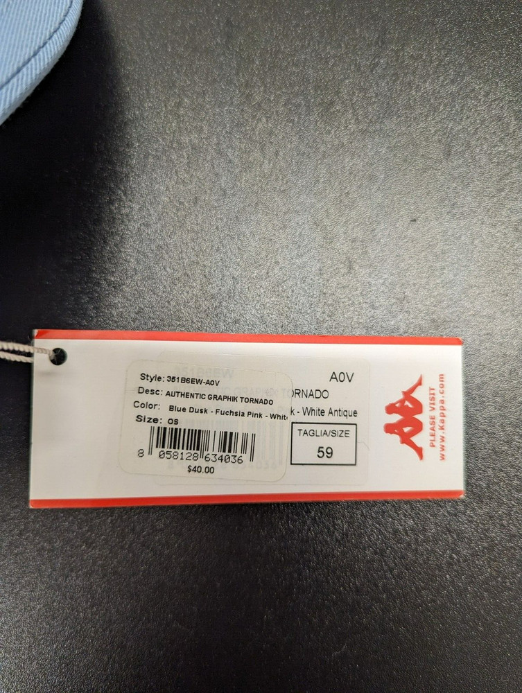 Kappa Hat Graphik Logo Authentic Tornado Snapback Adjustable Light Blue - NWT