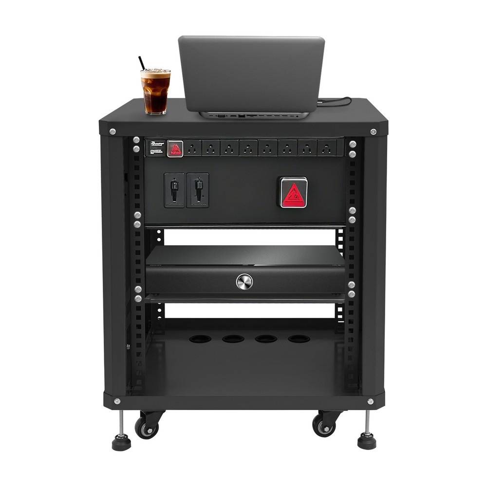 Network & Stereo Rack with Caster Wheels Rolling Server Rack Open Cabinet