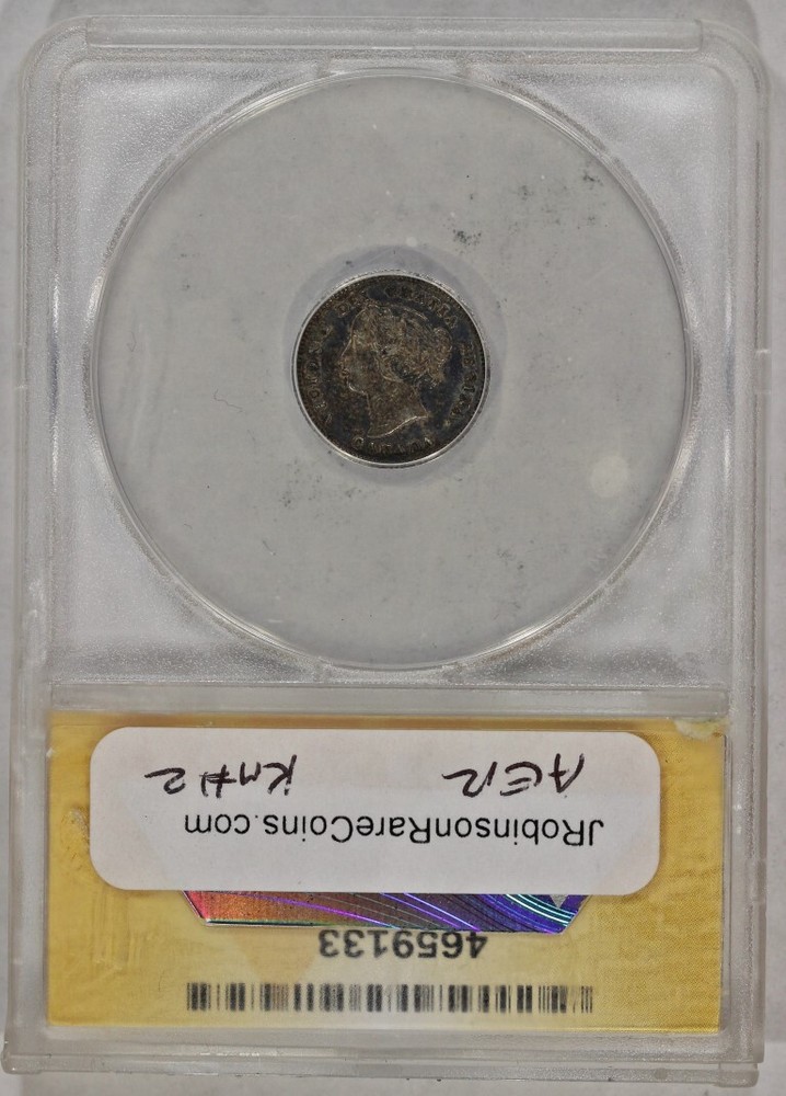 1872 H Canada Silver 5c ANACS AU KM#2