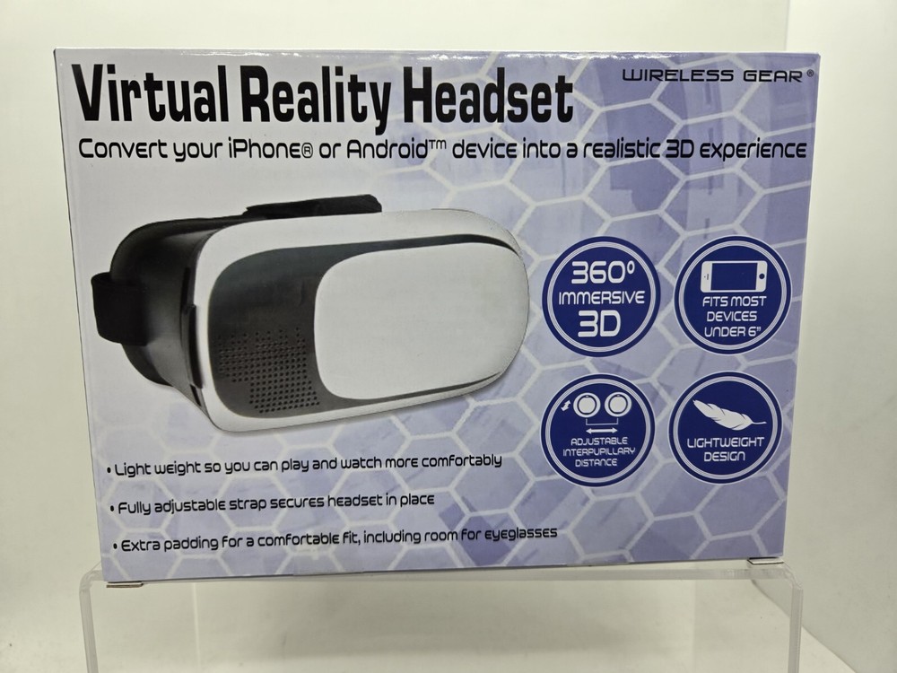 Virtual Reality Headset Wireless Gear Model G0391 3D Experience iPhone & Android