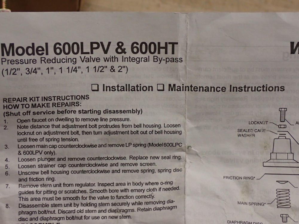 600LPV 600HT WILKINS PRESSURE VALVE REDUCING NEW