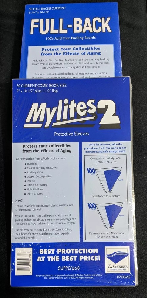 50 E. Gerber Mylites2 & Full Backs  - Current Age Comics 700M2 675FB 42PT White!