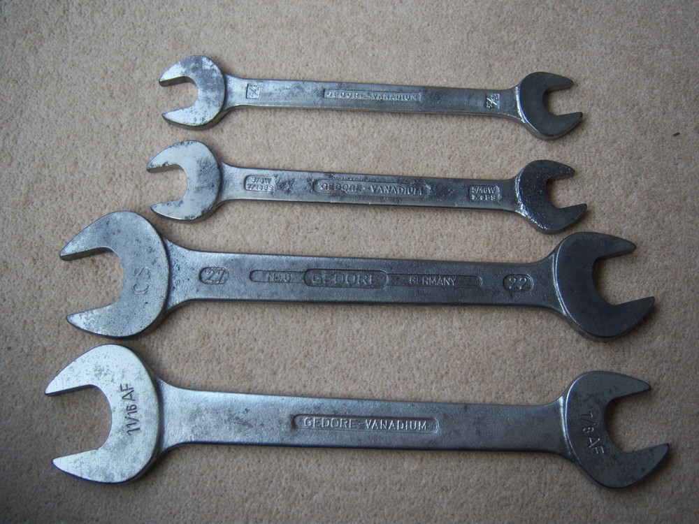 4 Vintage Gedore Open Ended Spanners ~ all Still Useable