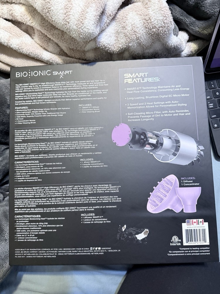 Bio Ionic SMART-X High Efficiency Dryer Purple Diffuser Concentrator