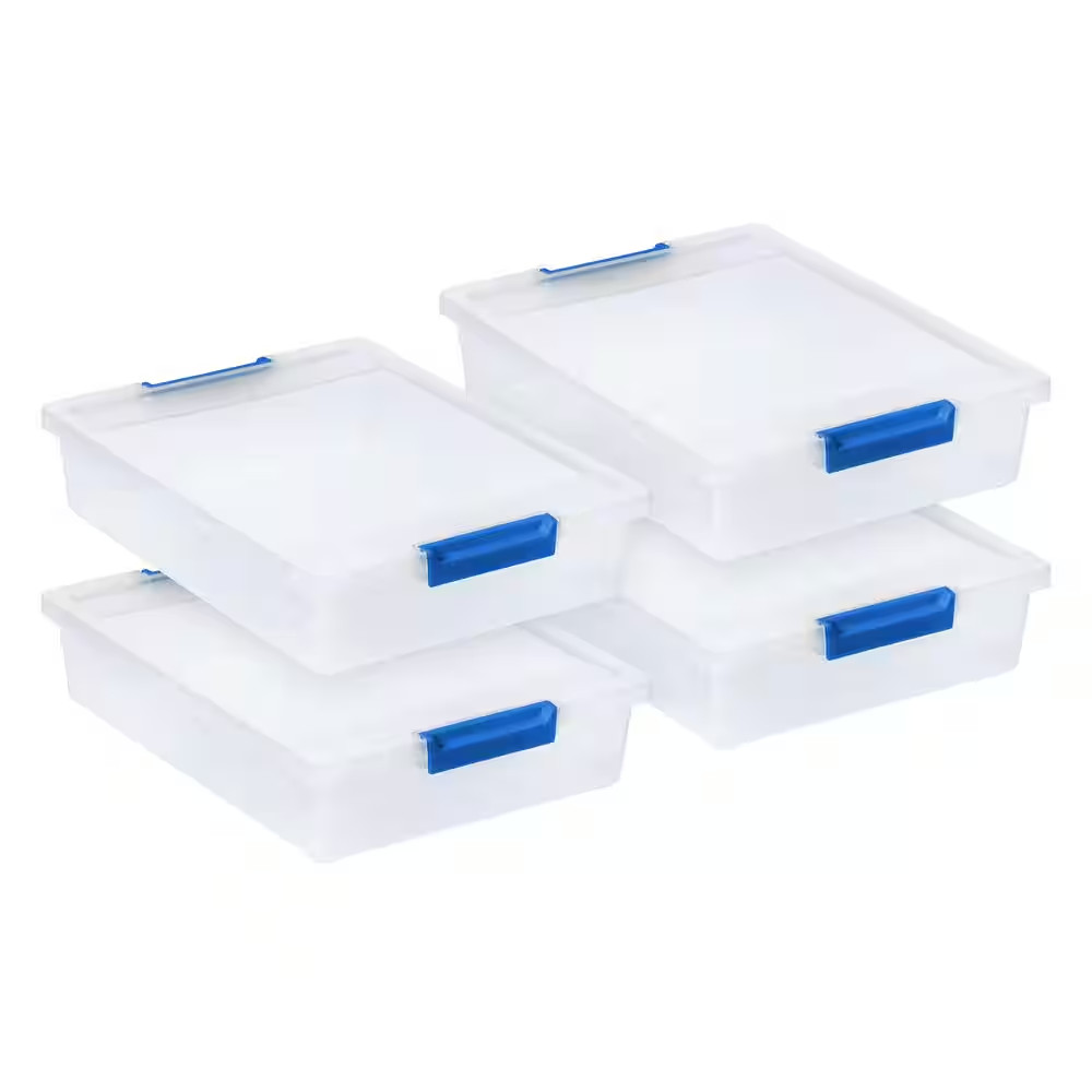 5.5 Qt. Plastic Storage Clip Box, Clear (4-Pack)