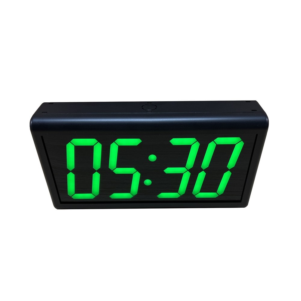 Green Digital PoE Network Synchronized Clock, Plastic Case, Black Glass Screen