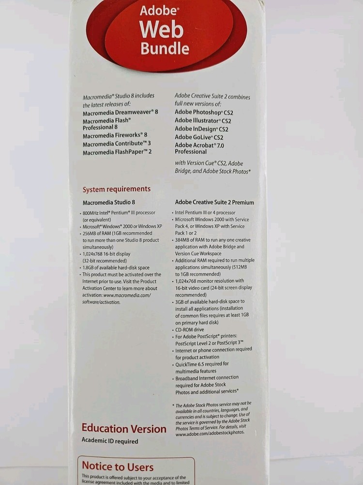 Adobe Creative Suite 2 Premium STUDIO 8 Web Bundle Windows Manuals Training Disc