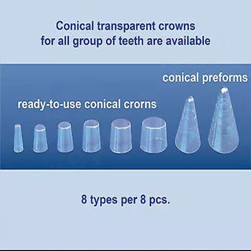 Dental Restoration Conical Transparent Crowns Preforms Matrices Matrix 64 Pcs