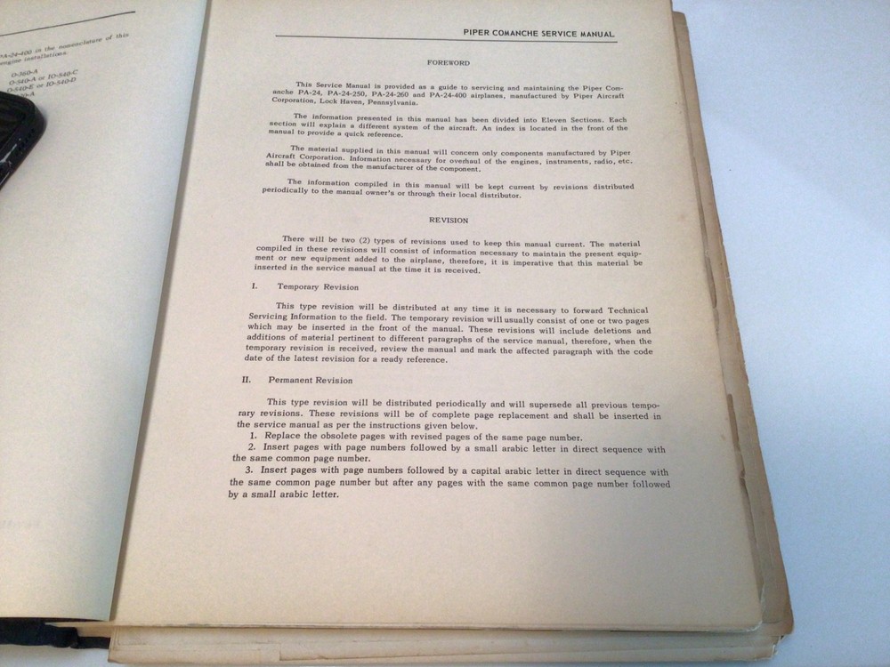 Piper Comanche Aircraft PA24 Service Manual