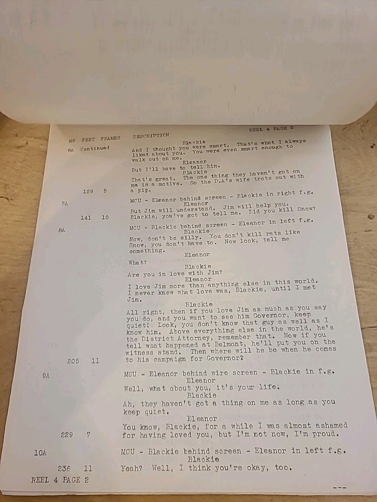Manhattan Melodrama Original Continuity Script 1937 Re-Release
