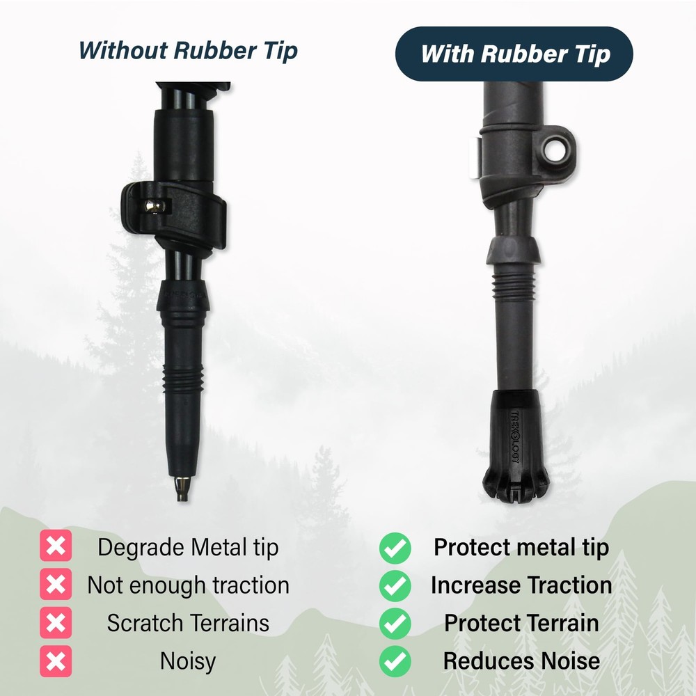 Trekking Pole Tips Replacement 6pc Pack for Enhanced Stability and Grip