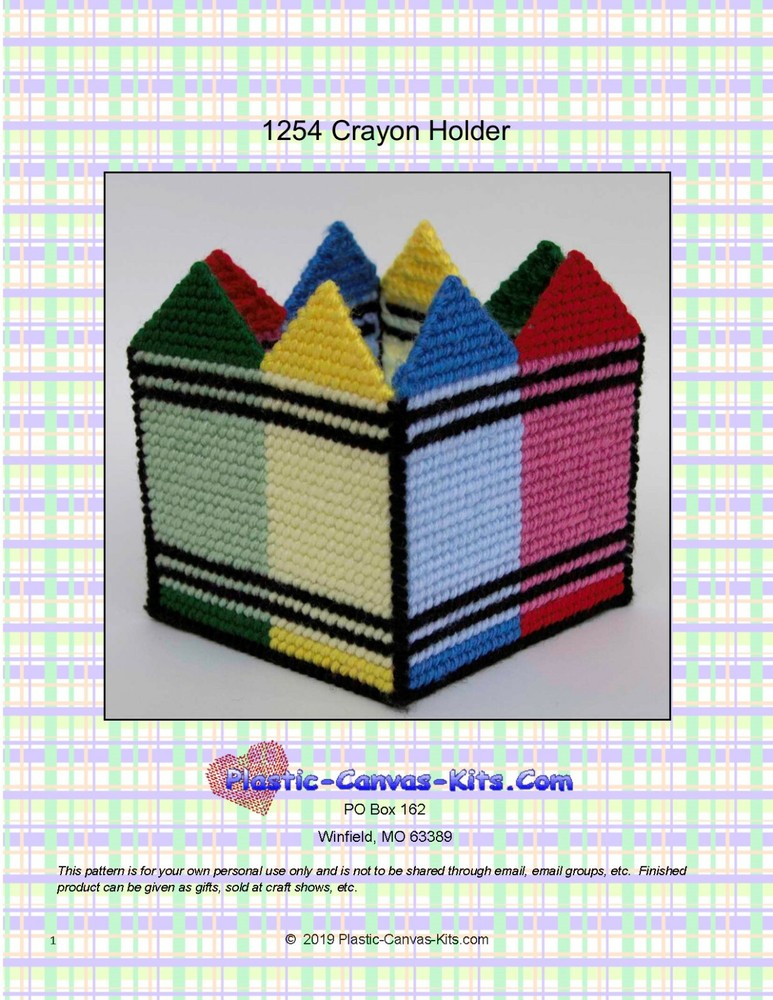 Crayon Holder/Caddy-Plastic Canvas Pattern or Kit