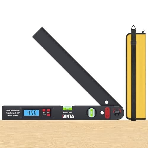 Digital Angle Finder Protractor 0-225° Range, Backlit LCD, Dual Bubble Level, St