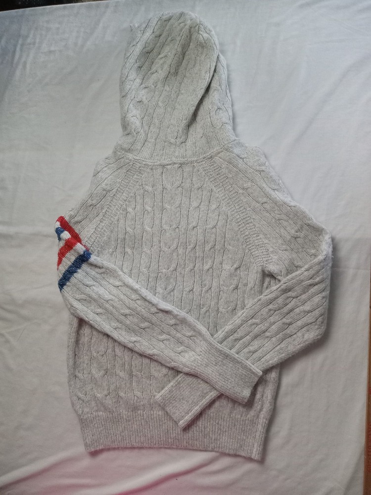 Abercrombie & Fitch Gray Cable Sweater Pullover Hoodie Wool Blend Size Small