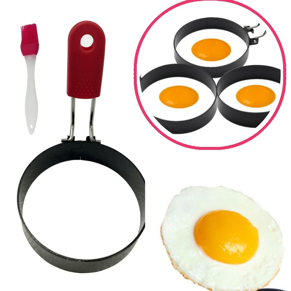 2Pcs 3 " Non-Stick Egg Cooker Ring Fried Egg Shaper Cooking Tool Egg Pan Ring