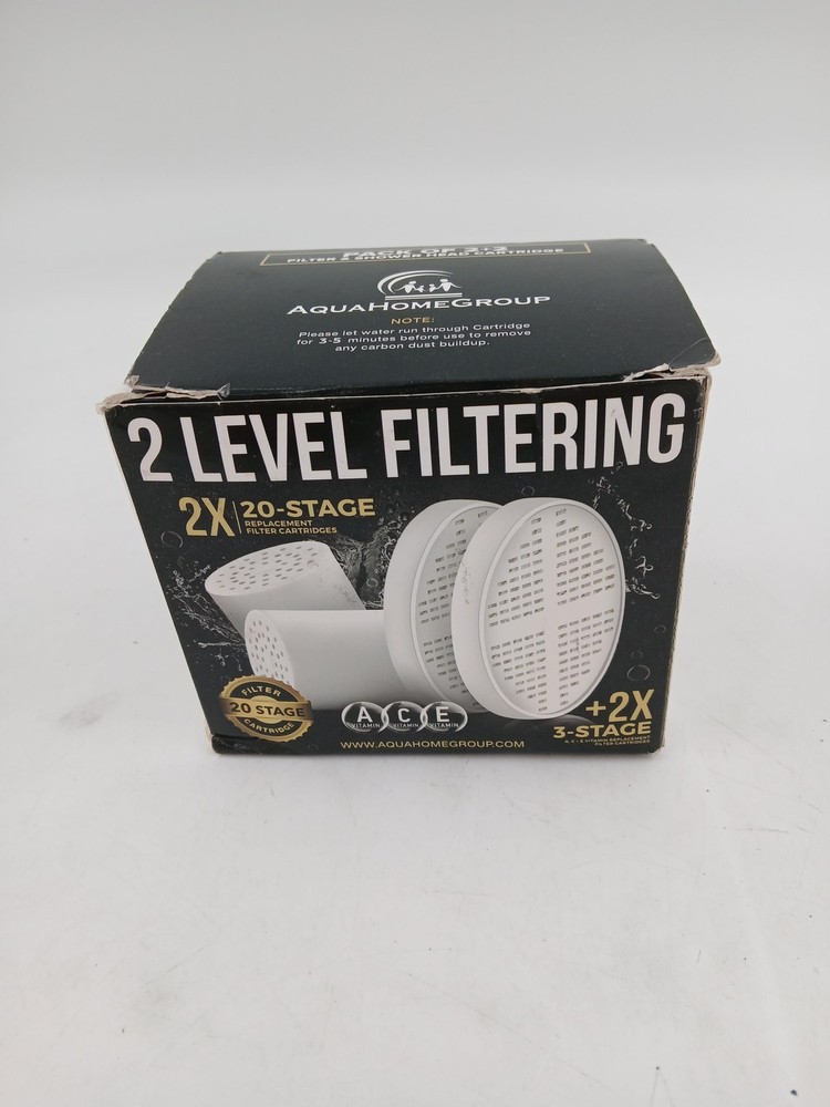 AquaHomeGroup 2 Level Shower Filter Cartridges 20 & 3 Stage White 2x