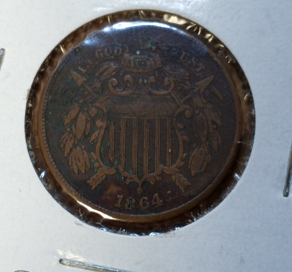 2 - 1864 Large Motto 2 Cent Pieces