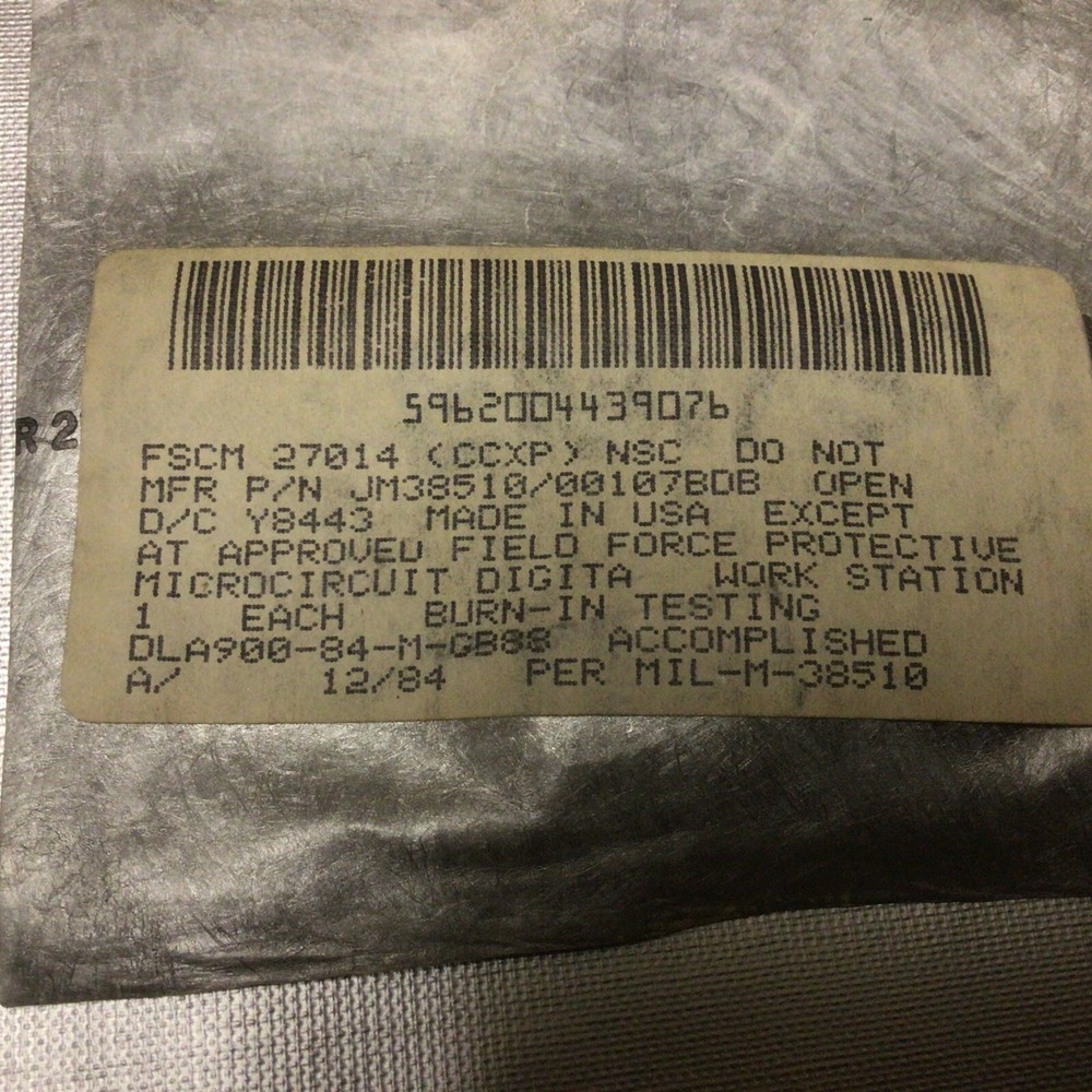 JM38510/00107BDB MICROCIRCUIT, DIGITAL