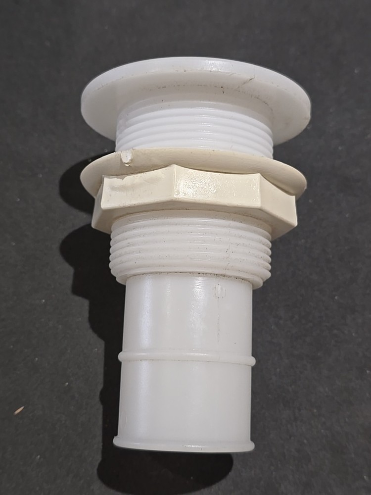 White Plastic Boat Thru Hull Fitting Connector for 1-1/2"