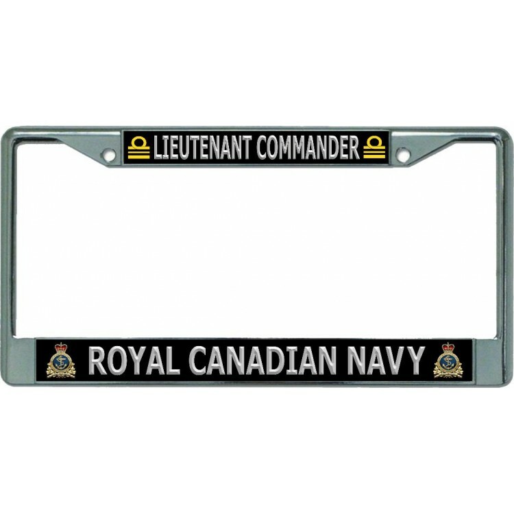 royal canadian navy lieutenant commander logo chrome license plate frame