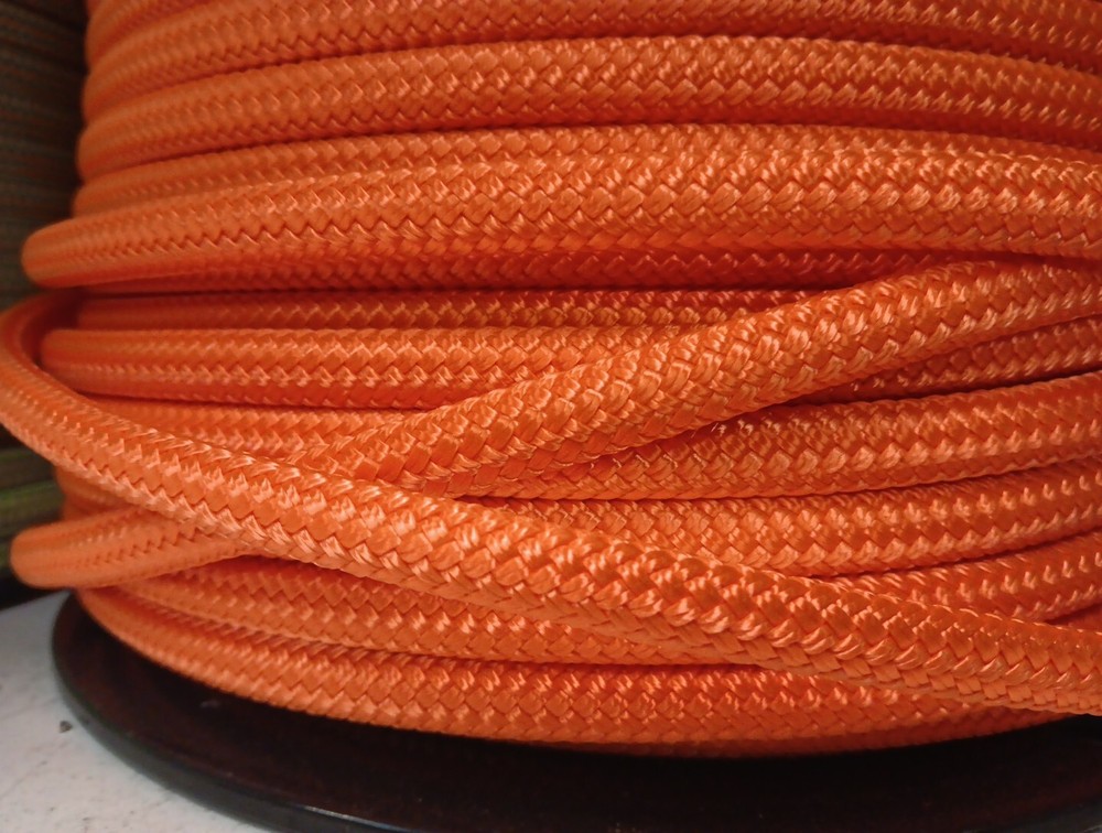 3/8 " x 600 ft. Double Braid-Yacht Braid Polyester Rope Spool. Bright Orange