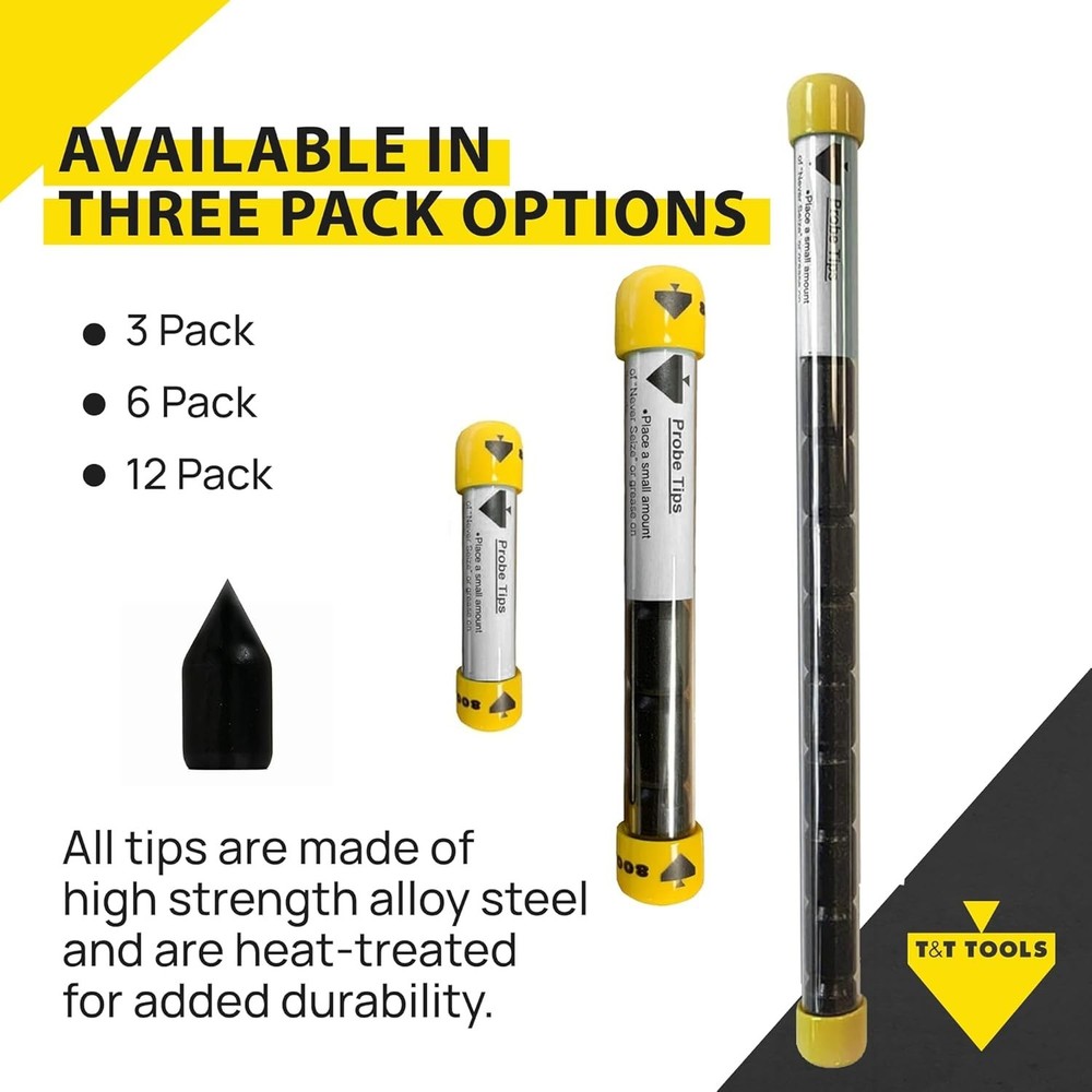T&T Tools 3-Pack Replacement Soil Probe Tips for 3/8" Rods - Durable & Precise