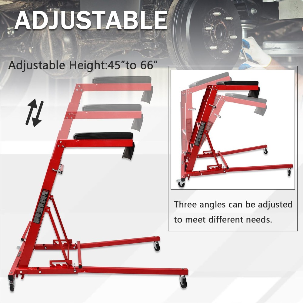 45 to 66 in Adjustable Height Foldable Automotive Engine Topside Rolling Creeper