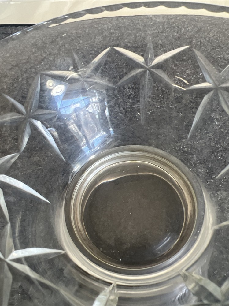 Vintage Sterling Silver & Crystal Candy Nut Dish !!