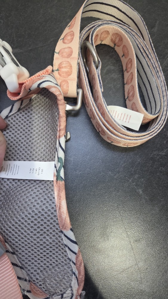 Pumpkin Pattern Adjustable Soft Dog Harness & Leash Set, Bone Buckle, Size L