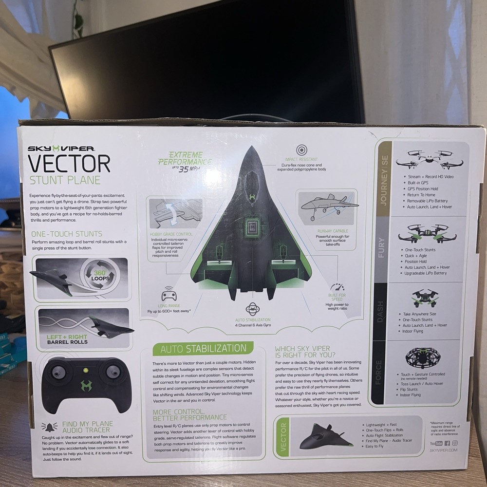 Sky Viper Vector RC Remote Control Stunt Jet Plane COMPLETE -