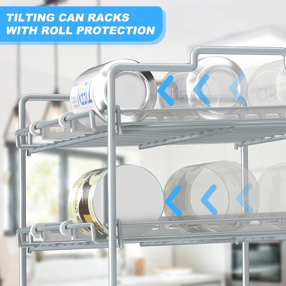 Stackable 4-Tier Can Rack Organizer for Kitchen and Pantry, Holds 48 Cans