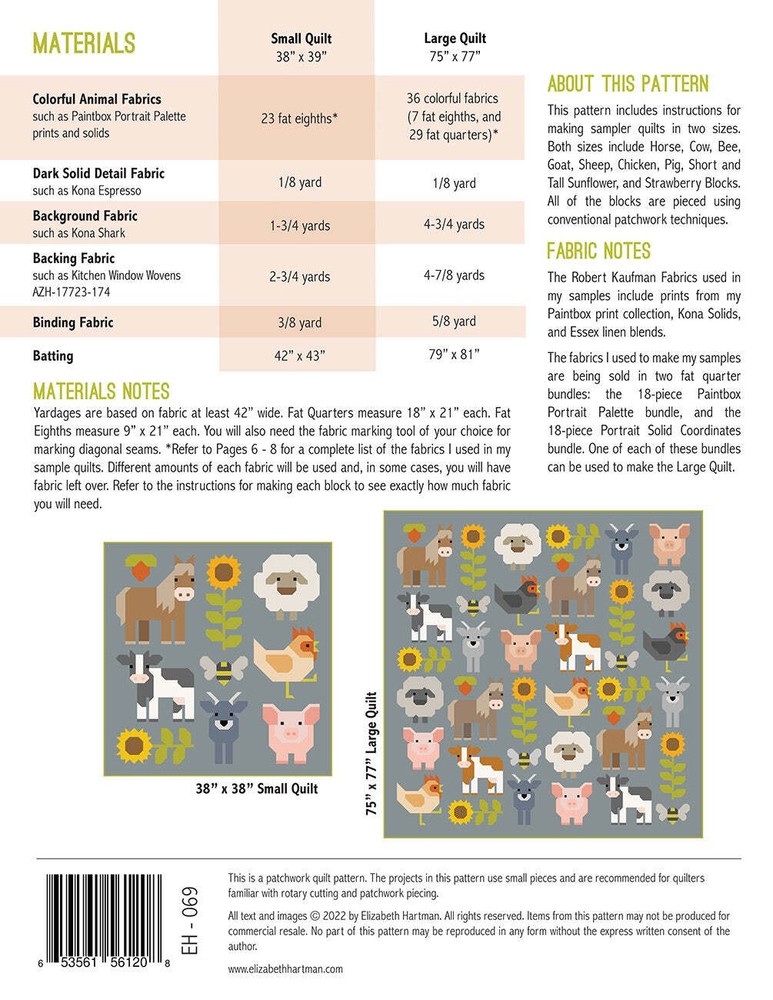 Fab Farm Sampler Quilt Pattern by Elizabeth Hartman