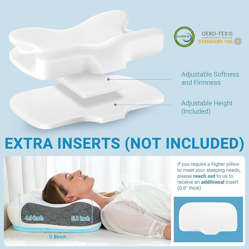 CPAP Neck Pillow Ergonomic Memory Foam Adjustable Height Side Sleepers Support