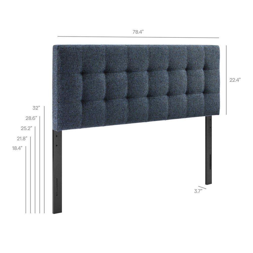 Lily Upholstered King Size Headboard in Navy