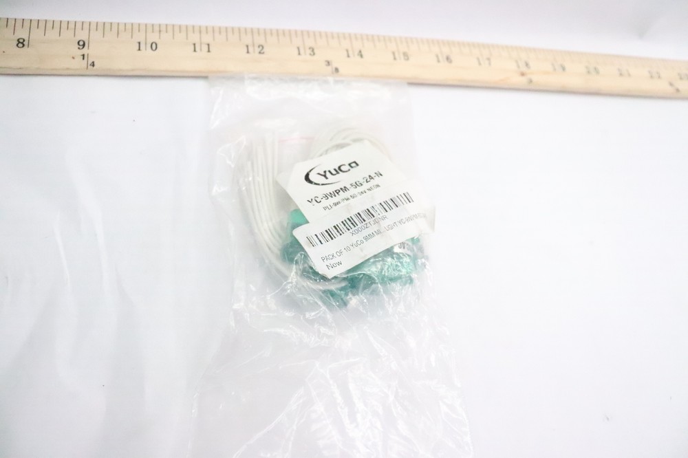 (10-Pk) Yuco LED Panel Mount Indicator Light Flat Round Cap Green 9mm