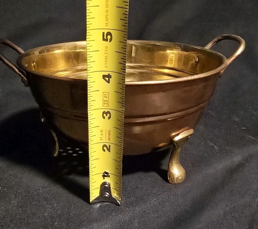 Heavyweight Small Copper- Solid Brass Handles Footed 7" Petite Colander Strainer