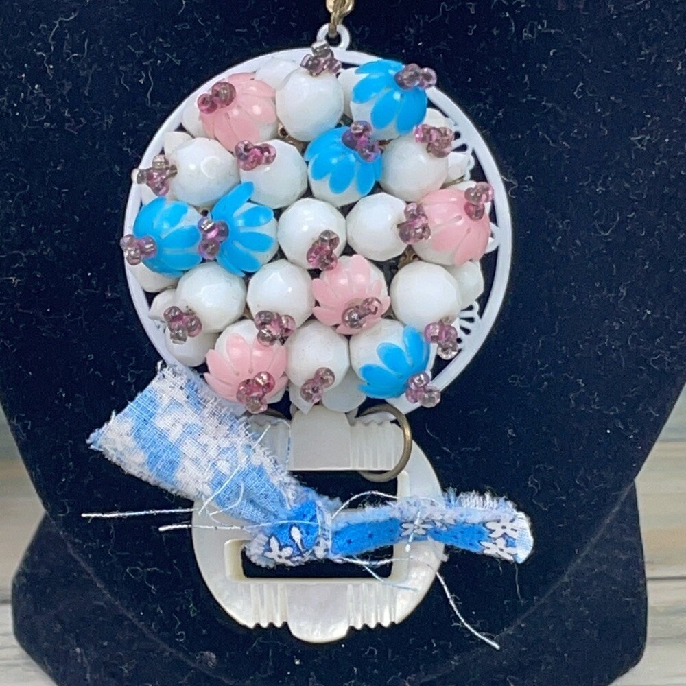 Adorned Crown Artisan assemblage pastel cluster necklace