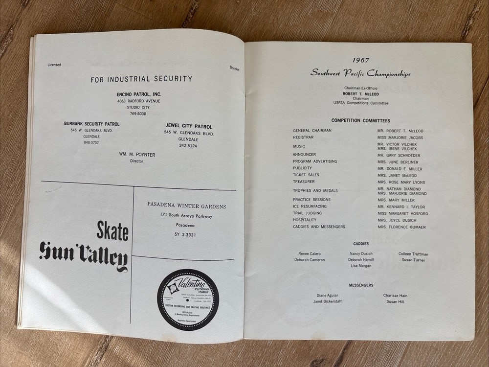 1967 SOUTHWEST PACIFIC CHAMPIONSHIPS Figure Skating Program Paramount CA Vintage