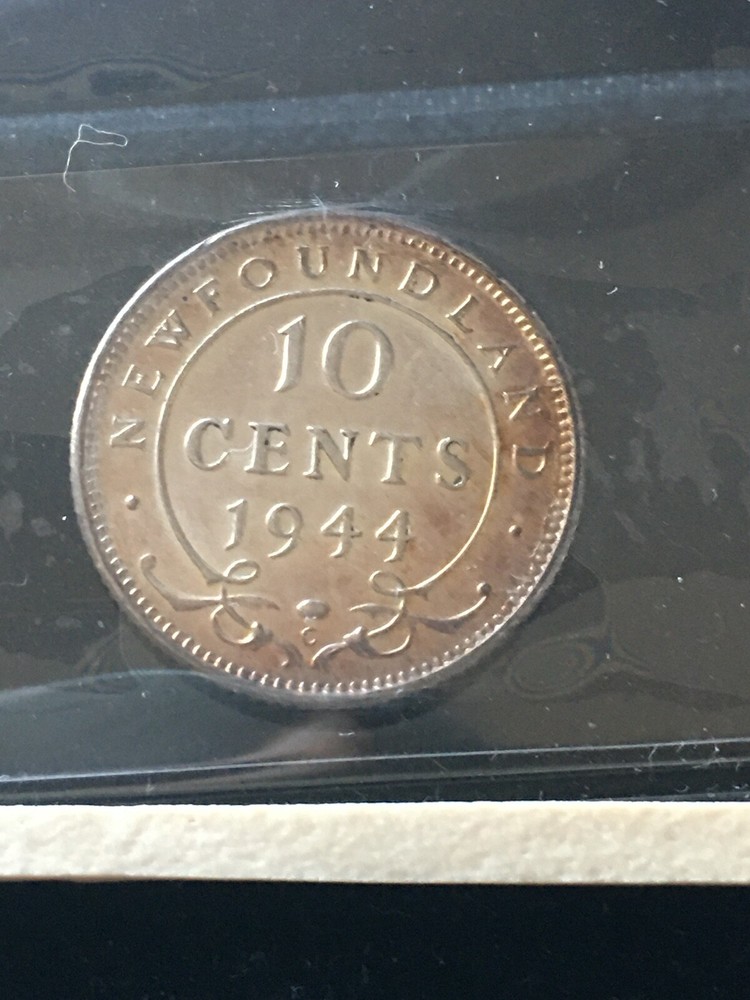 1944c ICCS Graded, Newfoundland Ten Cent, **MS-60**
