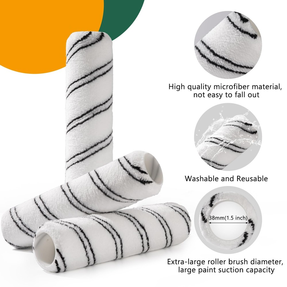 CoatPro Twools Paint Roller, Microfiber 9 inch paint roller 12 pack