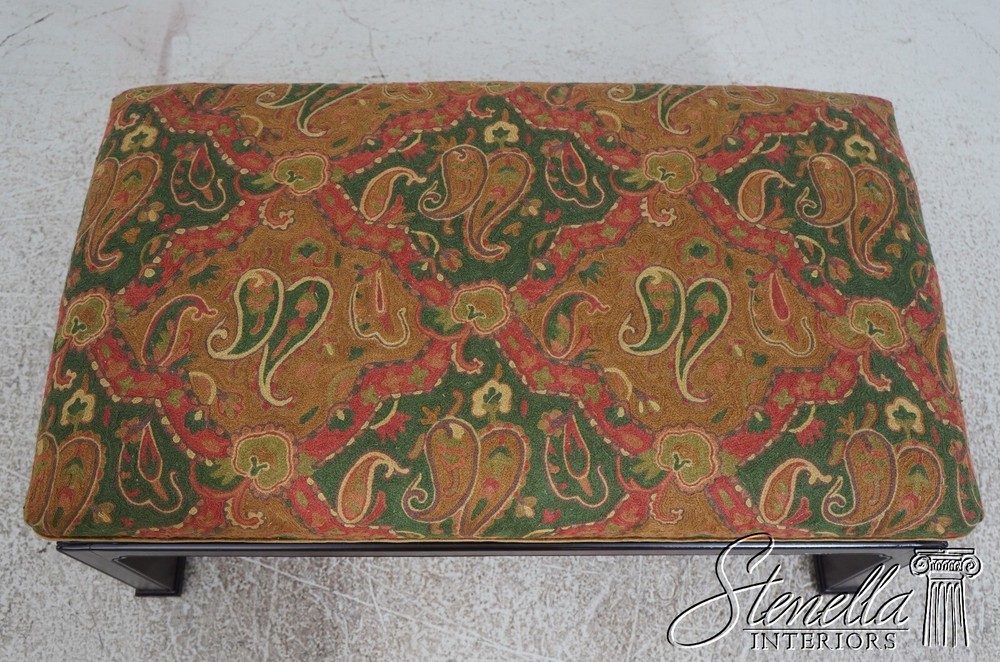 L68530: Crewlwork Upholstered Chippendale Ottoman Bench