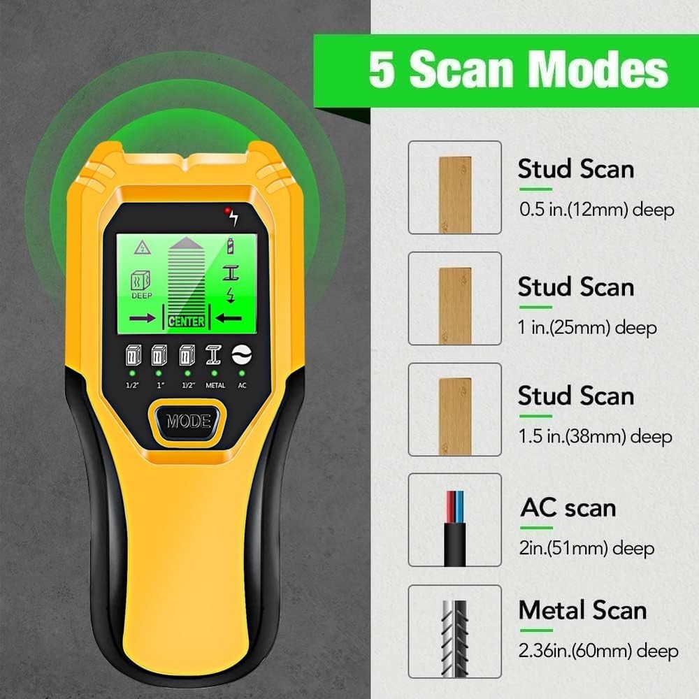Stud Finder Wall Scanner 5 in 1 Multifunctional Upgraded Smart Yellow