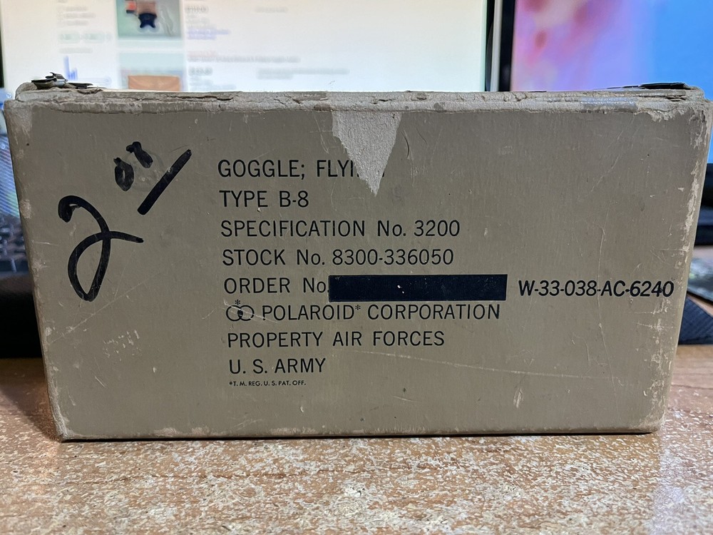 US ARMY AIR FORCES TYPE B-8 FLYING GOGGLE BOX ONLY